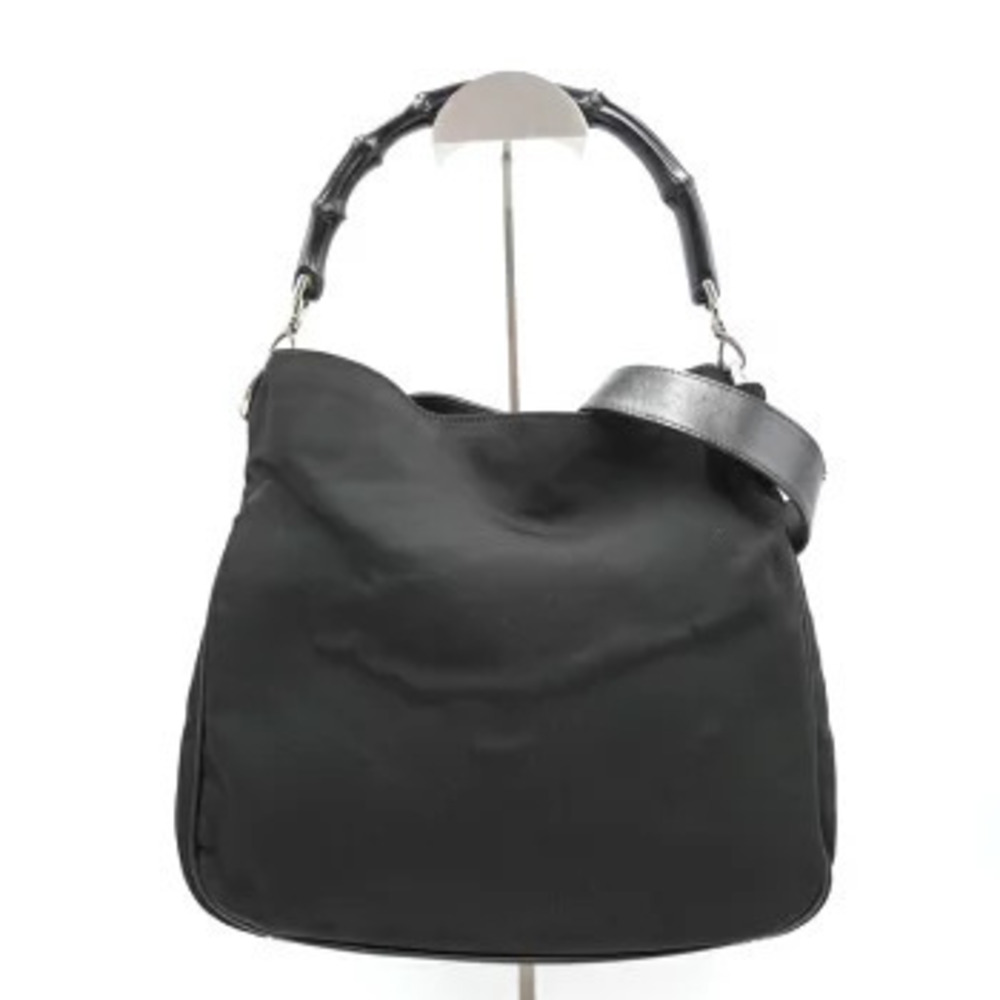 Gucci Bamboo Leather Shoulder Bag Black